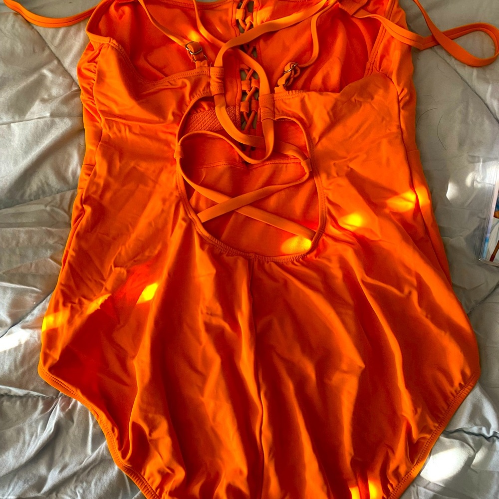 Time and true orange swimsuit, size 20-22W. Worn once.